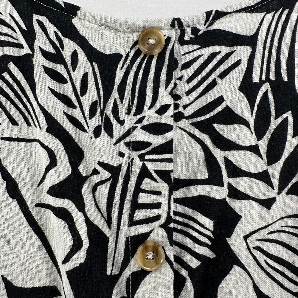 PREMISE Black & White LINEN Sleeveless BOHO Botanical Tank Top Shirt WOMENS XL - Picture 9 of 9